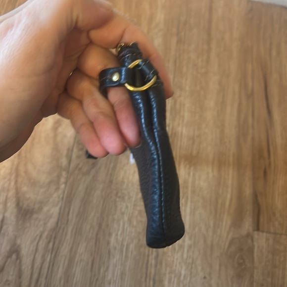 FOSSIL Black Polished Pebbled Leather Double Corner Zip Wristlet - Picture 8 of 9